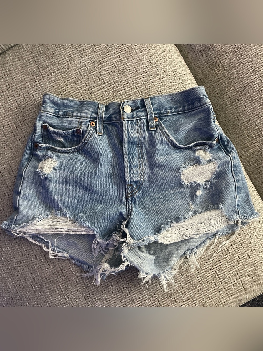 Levi's Light Blue Distressed Denim Cutoff Shorts